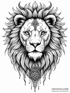 Angelic lion with runic mane, tattoo flash sh... - эскиз тату (№1751415802_0, 02.07.2025 00:23) — Tatufoto.com