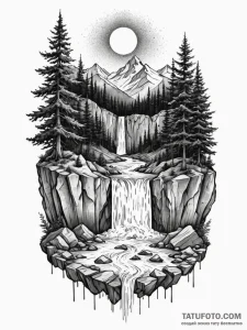 Waterfall, a symbol of constant, powerful flo... - эскиз тату (№1751415870_0, 02.07.2025 00:24) — Tatufoto.com