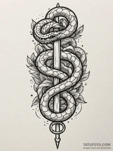 Keystone with chained serpent, tattoo flash s... - эскиз тату (№1751415944_0, 02.07.2025 00:25) — Tatufoto.com
