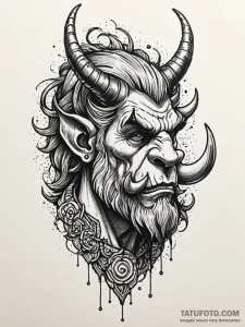 Orcish horn echoing in mist, tattoo drawing o... - эскиз тату (№1751416493_0, 02.07.2025 00:34) — Tatufoto.com