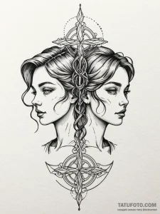 Gemini twins depicted as light and shadow, ta... - эскиз тату (№1751419253_0, 02.07.2025 01:20) — Tatufoto.com