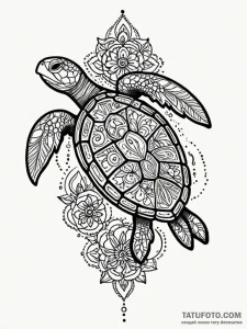 Sea turtle with a mandala pattern on its shel... - эскиз тату (№1751419549_0, 02.07.2025 01:25) — Tatufoto.com