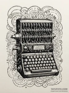 Codebreakers' enigma machine with glowing, cr... - эскиз тату (№1751420079_0, 02.07.2025 01:34) — Tatufoto.com