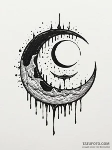 Knife melting beneath eclipse, ink illustrati... - эскиз тату (№1751420285_0, 02.07.2025 01:38) — Tatufoto.com