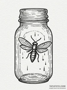 Firefly jar illuminating a hidden message, in... - эскиз тату (№1751420417_0, 02.07.2025 01:40) — Tatufoto.com