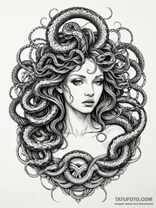 Medusa with snakes made of wires, artistic ta... - эскиз тату (№1751420489_0, 02.07.2025 01:41) — Tatufoto.com