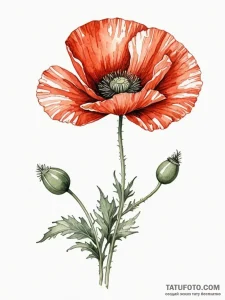 Poppy, tattoo sketch design, on a clean white... - эскиз тату (№1751421890_0, 02.07.2025 02:04) — Tatufoto.com