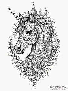 Unicorn, but as a skeleton, tattoo drawing ou... - эскиз тату (№1751421957_0, 02.07.2025 02:05) — Tatufoto.com
