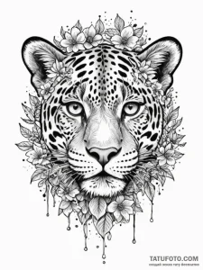 Jaguar relic beneath celestial bloom, artisti... - эскиз тату (№1751422023_0, 02.07.2025 02:07) — Tatufoto.com