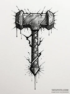 Mjolnir (thor's hammer) cracking the ground w... - эскиз тату (№1751422247_0, 02.07.2025 02:10) — Tatufoto.com