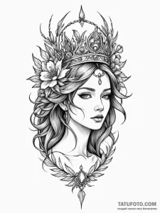 Feathered bloom crowned with thorns, concept... - эскиз тату (№1751422792_0, 02.07.2025 02:19) — Tatufoto.com