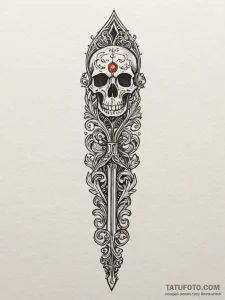 Ivory blade in skeletal grip, artistic tattoo... - эскиз тату (№1751423729_0, 02.07.2025 02:35) — Tatufoto.com
