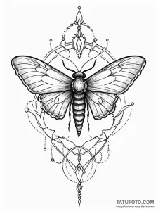 Night moth beneath bone relic, tattoo drawing... - эскиз тату (№1751424004_0, 02.07.2025 02:40) — Tatufoto.com