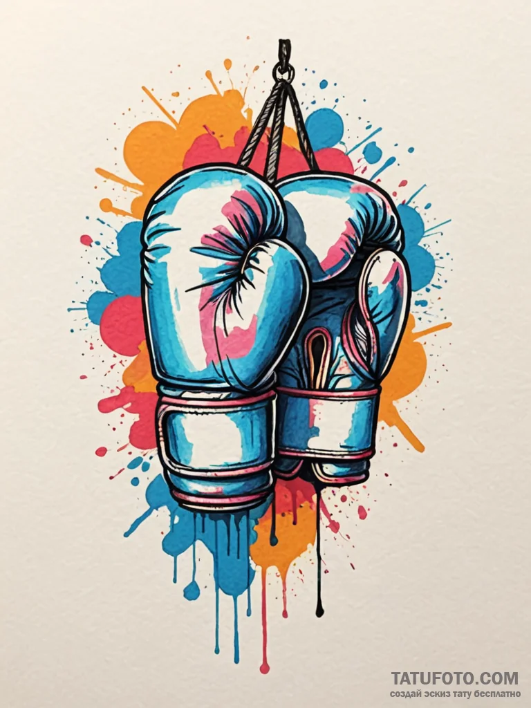 A classic boxing glove and punchbag, training... - эскиз тату (№1751425512_0, 02.07.2025 03:05) — Tatufoto.com