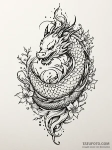 A whimsical bird on a branch with snow, winte... - эскиз тату (№1751425667_0, 02.07.2025 03:07) — Tatufoto.com