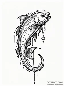Fish hook baited with a glowing, digital lure... - эскиз тату (№1751425750_0, 02.07.2025 03:09) — Tatufoto.com