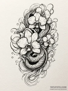 Orchid with petals that look like they're mad... - эскиз тату (№1751426298_0, 02.07.2025 03:18) — Tatufoto.com