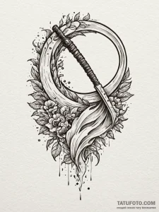 Scythe blade tearing through mist, artistic t... - эскиз тату (№1751427327_0, 02.07.2025 03:35) — Tatufoto.com