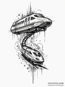 Grav-train levitating on a futuristic, neon-l... - эскиз тату (№1751428194_0, 02.07.2025 03:49) — Tatufoto.com