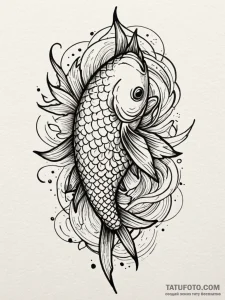 Crucian carp, artistic tattoo sketch, muted c... - эскиз тату (№1751430008_0, 02.07.2025 04:20) — Tatufoto.com