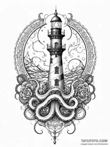 Kraken tentacle rising from the sea to pull d... - эскиз тату (№1751430204_0, 02.07.2025 04:23) — Tatufoto.com