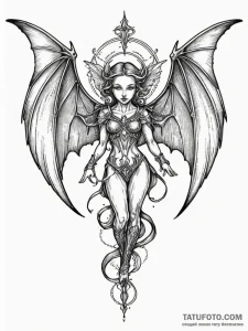 Angel bat with silver wings, tattoo flash she... - эскиз тату (№1751430959_0, 02.07.2025 04:35) — Tatufoto.com
