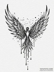 Ice wings catching starlight, ink illustratio... - эскиз тату (№1751431025_0, 02.07.2025 04:37) — Tatufoto.com