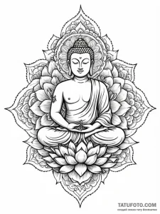 A serene buddha statue with intricate lotus f... - эскиз тату (№1751431093_0, 02.07.2025 04:38) — Tatufoto.com
