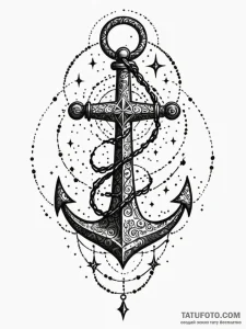 Cosmic anchor tethered to stars, tattoo sketc... - эскиз тату (№1751431167_0, 02.07.2025 04:39) — Tatufoto.com