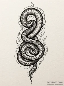 Burning serpent spiraling upwards, tattoo fla... - эскиз тату (№1751431297_0, 02.07.2025 04:41) — Tatufoto.com