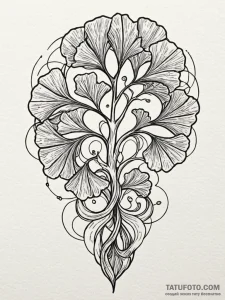 Ginkgo leaves, tattoo drawing outline, neo tr... - эскиз тату (№1751431844_0, 02.07.2025 04:50) — Tatufoto.com