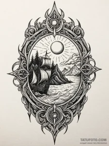Underworld gate beneath crimson sky, tattoo l... - эскиз тату (№1751432181_0, 02.07.2025 04:56) — Tatufoto.com