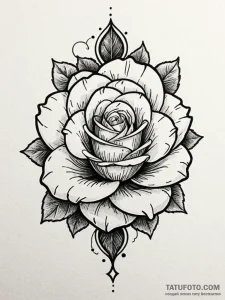 Atomic rose caught in time loop, tattoo line... - эскиз тату (№1751433811_0, 02.07.2025 05:23) — Tatufoto.com