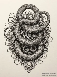 Tide serpent coiling through wreckage, concep... - эскиз тату (№1751433943_0, 02.07.2025 05:25) — Tatufoto.com