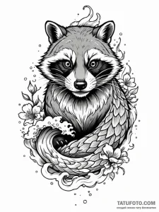 Raccoon, artistic tattoo sketch, on a clean w... - эскиз тату (№1751434768_0, 02.07.2025 05:39) — Tatufoto.com