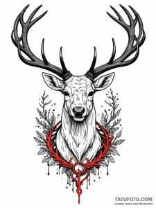 Apocalyptic stag with broken antlers, tattoo... - эскиз тату (№1751435604_0, 02.07.2025 05:53) — Tatufoto.com