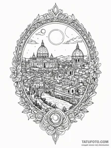 Eternal city of rome, depicted in a vaporwave... - эскиз тату (№1751436607_0, 02.07.2025 06:10) — Tatufoto.com