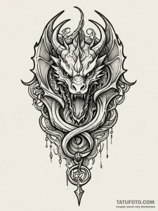 Dragon fang piercing key, tattoo sketch desig... - эскиз тату (№1751437428_0, 02.07.2025 06:23) — Tatufoto.com