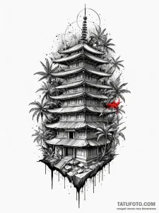 Forgotten temple being reclaimed by the jungl... - эскиз тату (№1751437495_0, 02.07.2025 06:24) — Tatufoto.com