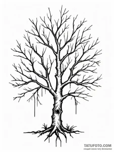 Lightning tree with bone branches, artistic t... - эскиз тату (№1751437631_0, 02.07.2025 06:27) — Tatufoto.com