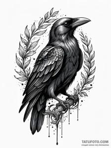 Black raven, tattoo flash sheet design, black... - эскиз тату (№1751438991_0, 02.07.2025 06:49) — Tatufoto.com