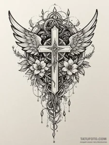 Unbound wings devouring celestial bloom, tatt... - эскиз тату (№1751439133_0, 02.07.2025 06:52) — Tatufoto.com