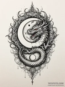 Dragon clutching moon fragment, artistic tatt... - эскиз тату (№1751440058_0, 02.07.2025 07:07) — Tatufoto.com