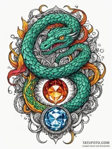 Arcane serpent circling crystal orb, concept... - эскиз тату (№1751440133_0, 02.07.2025 07:08) — Tatufoto.com