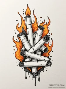 A powerful burning cigarette ash, crumbling,,... - эскиз тату (№1751440277_0, 02.07.2025 07:11) — Tatufoto.com