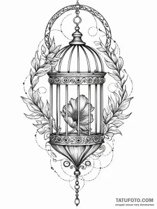 Birdcage opening to release geometric shapes,... - эскиз тату (№1751440697_0, 02.07.2025 07:18) — Tatufoto.com
