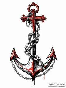Naval anchor entangled in chains, ink illustr... - эскиз тату (№1751440764_0, 02.07.2025 07:19) — Tatufoto.com