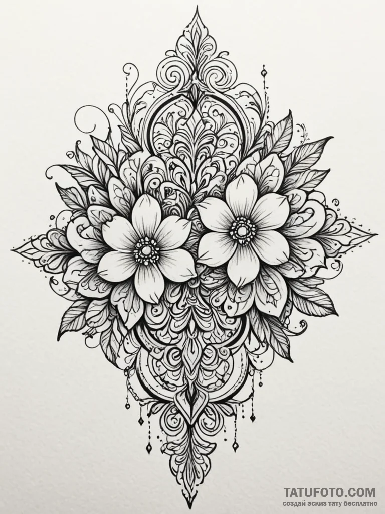 Key hidden beneath spectral bloom, tattoo ske... - эскиз тату (№1751441053_0, 02.07.2025 07:24) — Tatufoto.com