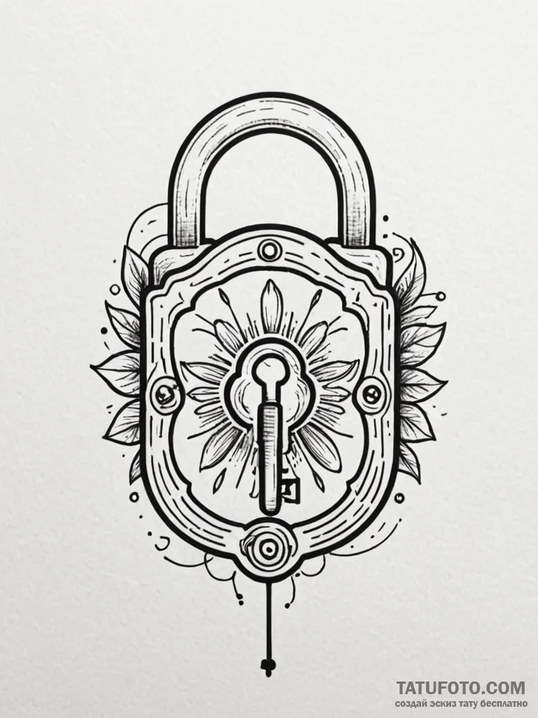 Lock and key (as a pair), tattoo sketch desig... - эскиз тату (№1751441131_0, 02.07.2025 07:25) — Tatufoto.com
