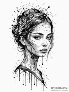 Binary code forming a silhouette, tattoo sket... - эскиз тату (№1751441733_0, 02.07.2025 07:35) — Tatufoto.com